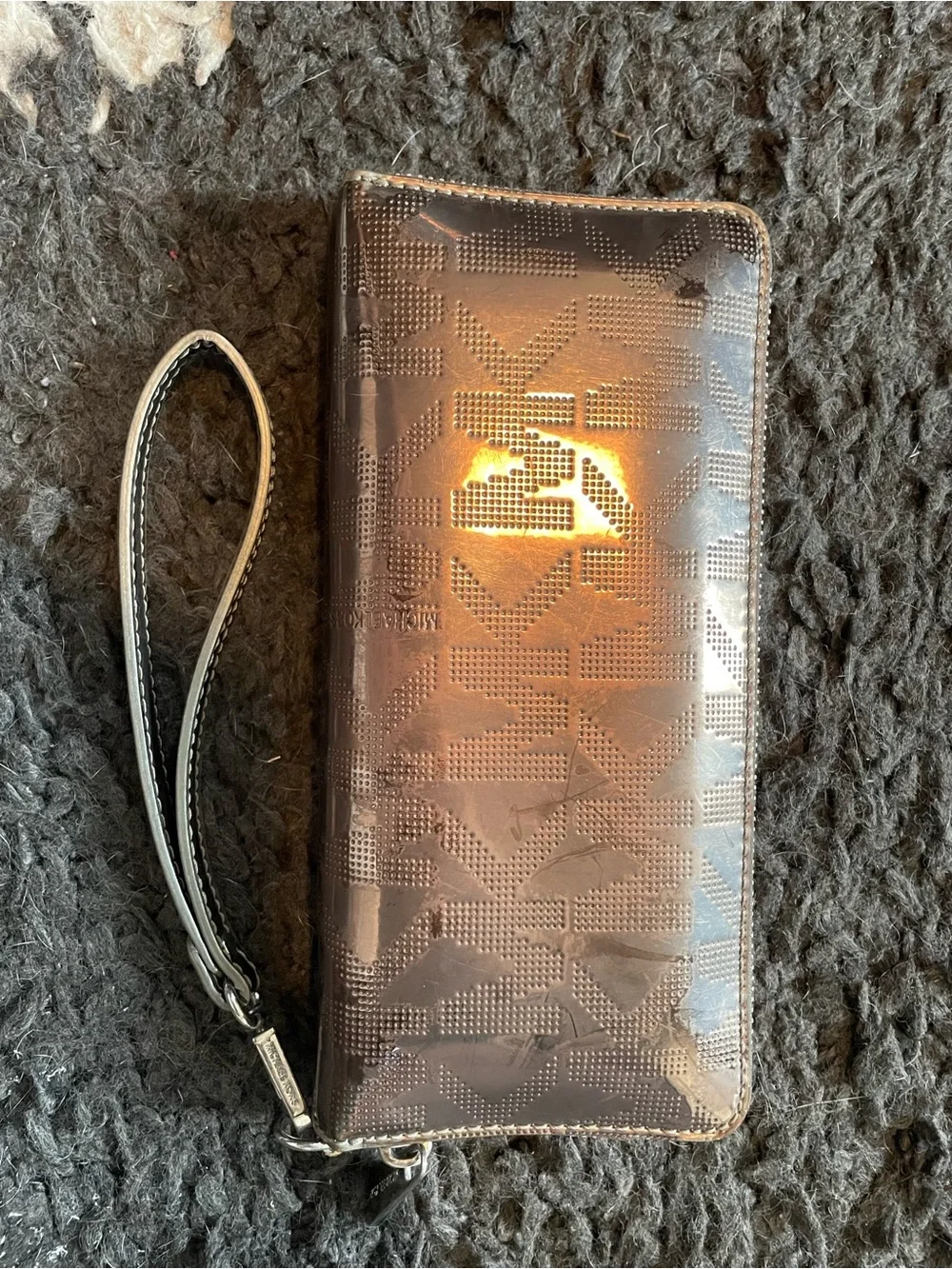 Michael Kors Metallic Bronze Phone Wristlet Case